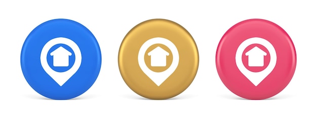 urban building location find button house map pin web application 3d realistic icon