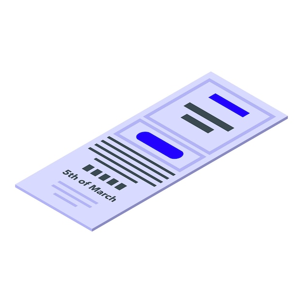 Urban bus ticket icon Isometric of urban bus ticket vector icon for web design isolated on white background