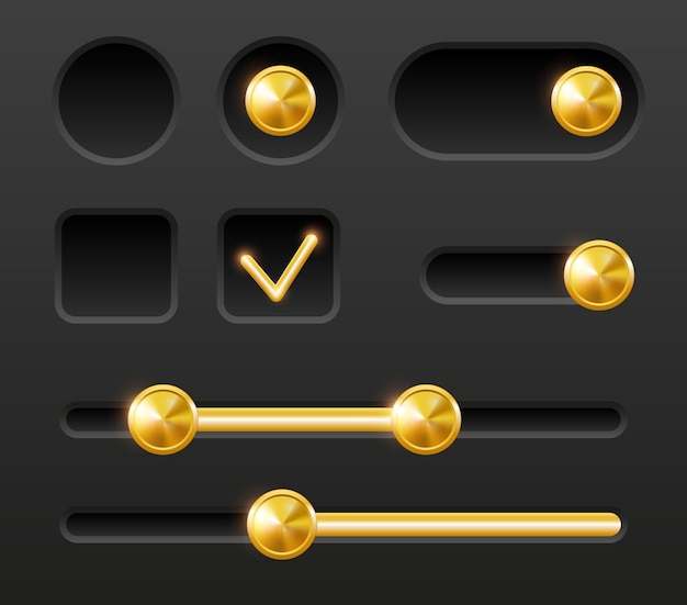 User interface design elements Toggle button Radio button and Checkbox Vector set