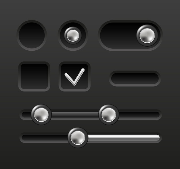 User interface design elements Toggle button Radio button and Checkbox Vector set