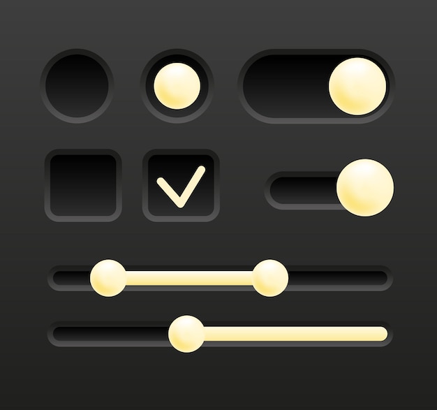User interface design elements Toggle button Radio button and Checkbox Vector set