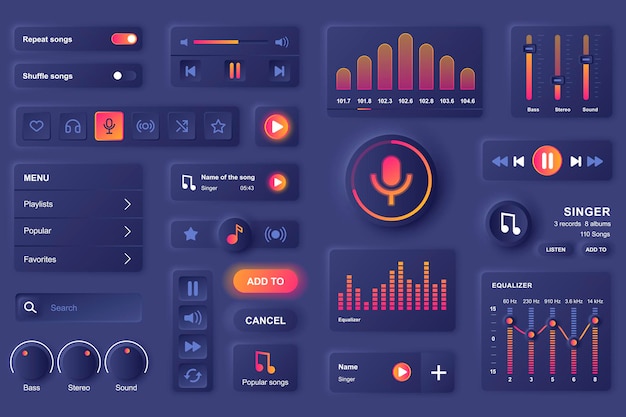 User interface elements for music mobile app