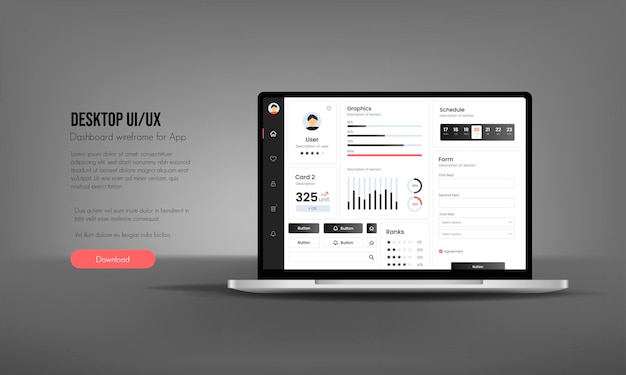 user interface of an analysis panel on a laptop ux ui design dashboard usability laptop
