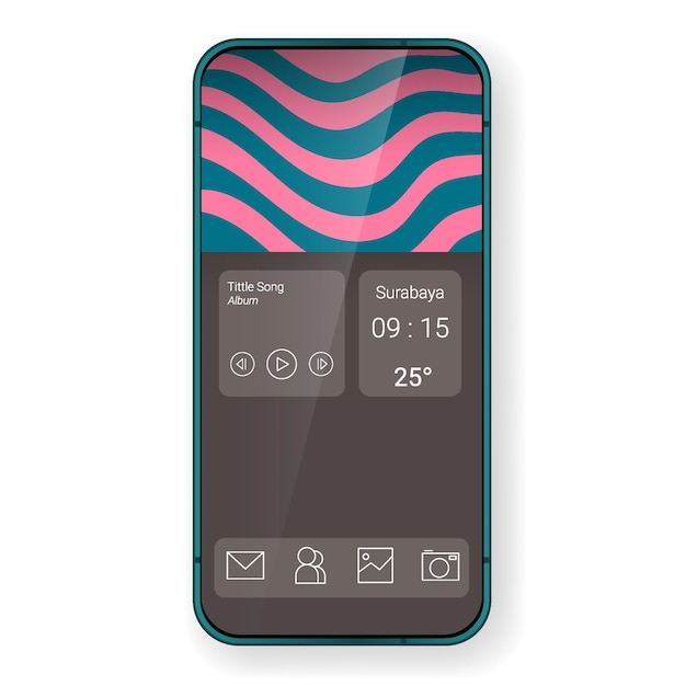 User interface search menu button mobile app