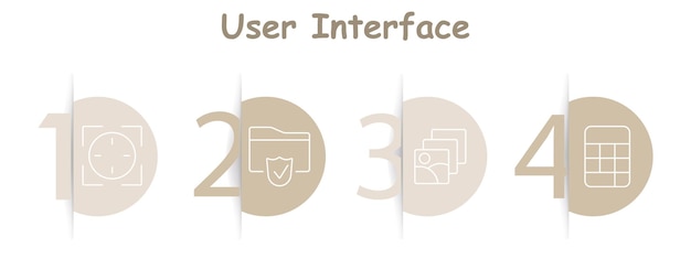 user interface set icon crosshair target shielded folder image files table grid organization protection navigation display