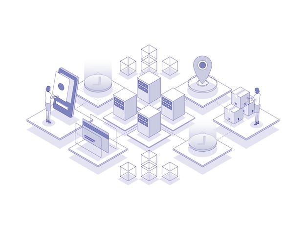 User journey isometric Illustration Lineal Color Suitable for Mobile App Website Banner Diagrams Presentation and Other Graphic Assets