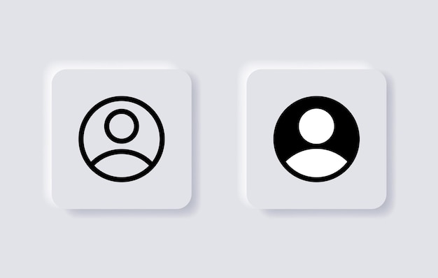user profile icon human person avatar symbol with neumorphism buttons and neumorphic ui icons
