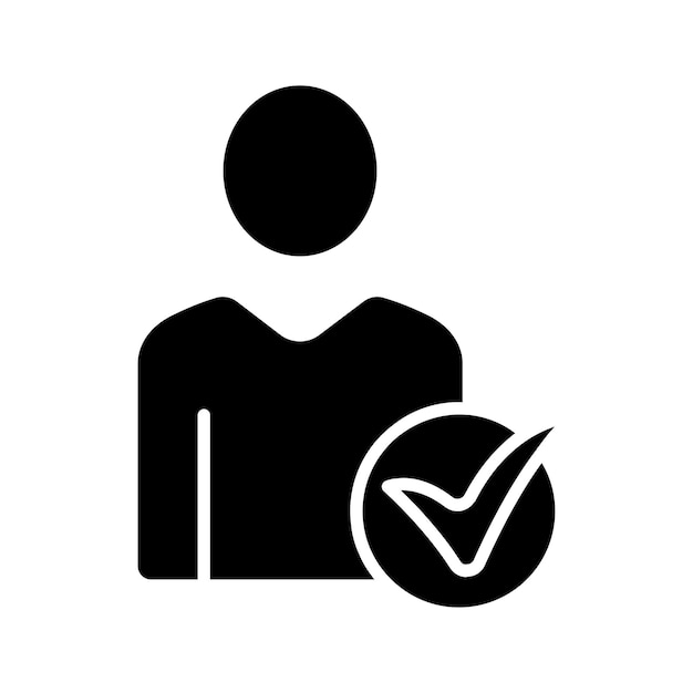 User verification line icon Profile checkmark approval authentication identity validation account membership access secure accepted verified confirmation user identity proof eligibility