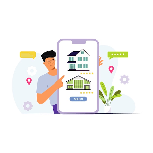 UserFriendly Home Rent Interface Design Illustration