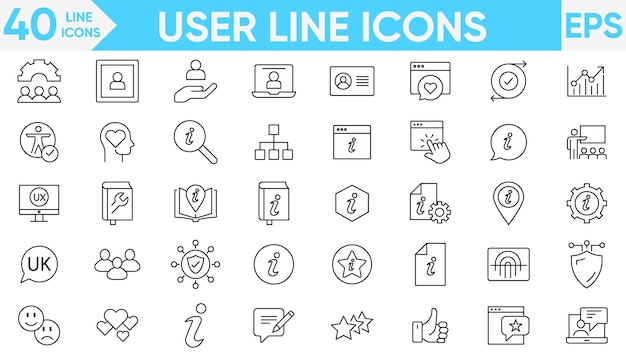 Users line icons vector and illustrator set