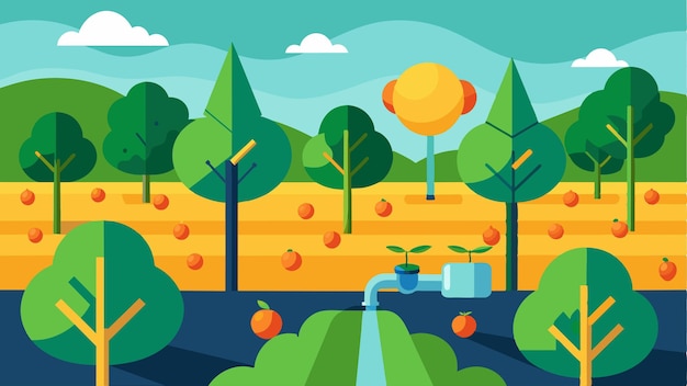 utilizing advanced irrigation scheduling algorithms the orchards water usage is optimized to promote