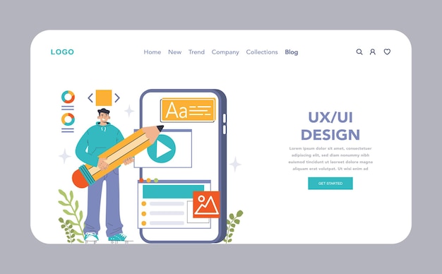 Ux and ui design web banner or landing page app or website interface development user interface