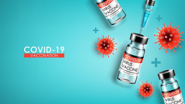 Vaccine for Coronavirus disease COVID19 infection medical vaccination with typography and copy space