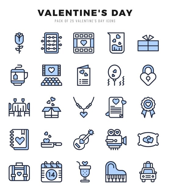 valentines day icon pack for your website mobile presentation and logo design