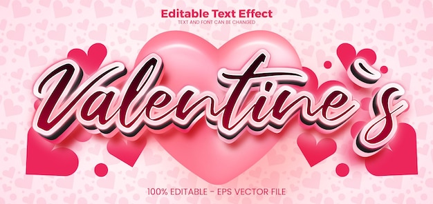 Valentines Editable text effect 3d text effect template