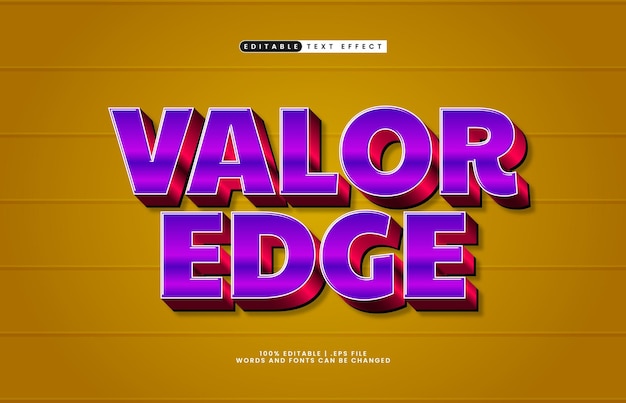 valor edge editable text effect with a play and kids text style