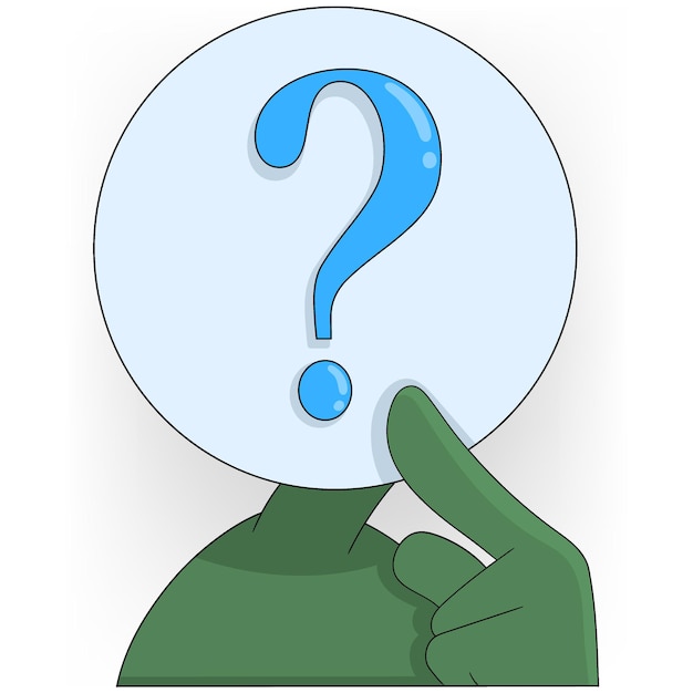 VARIOUS COLORFUL CHARACTERS WITH QUESTION MARKS SYMBOLIZING CURIOSITY AND THOUGHT PROCESS