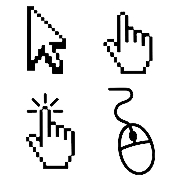 Various Pixelated Cursor Icons