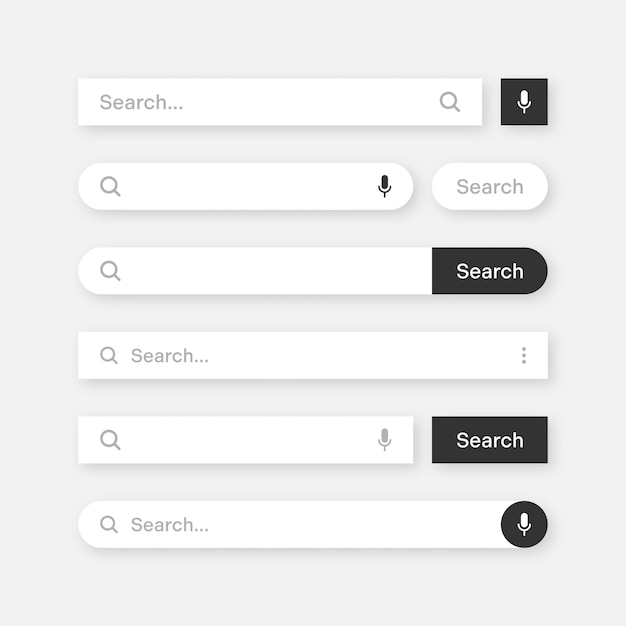 Various search bar templates internet browser engine with search box address bar and text field ui