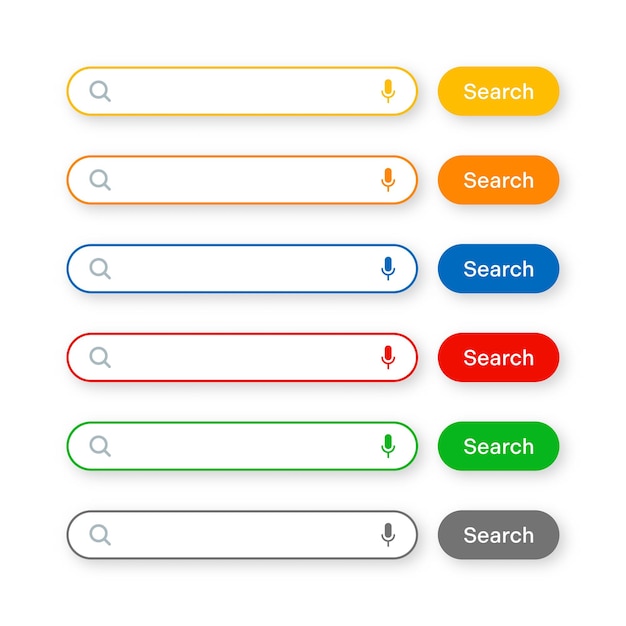 Various search bar templates internet browser engine with search box address bar and text field ui