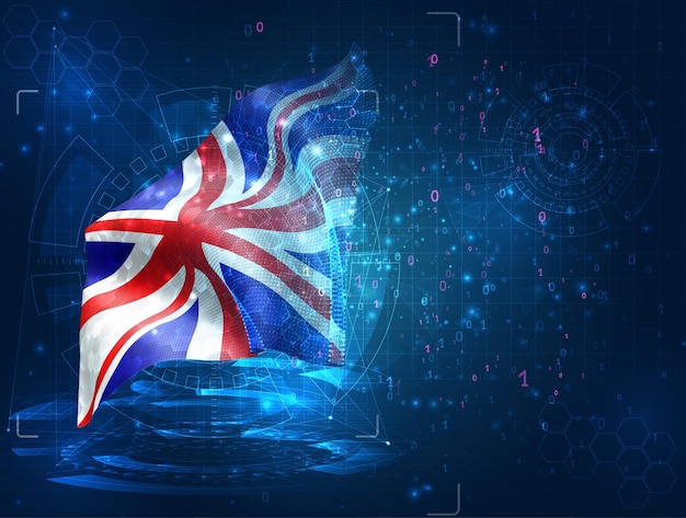 vector 3d flag on blue background with hud interfaces