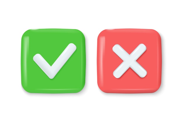 vector 3d icon "yes" and "no".