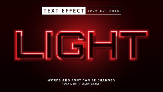 vector 3d red light text effect editable