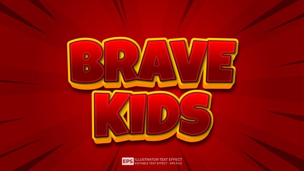 vector 3d text brave kids editable text effect font