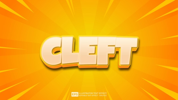 Vector 3d text cleft editable text effect font.