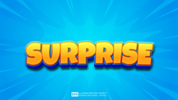 Vector 3d text editable text effect surprise
