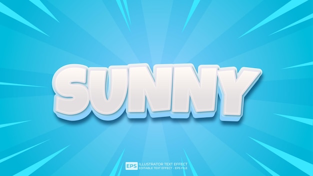 Vector 3d text sunny editable text effect font.