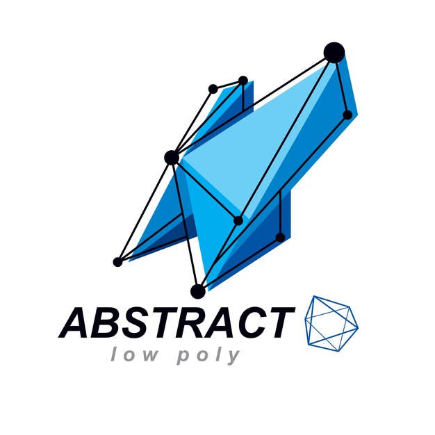 Vector abstract 3d geometric shape, polygonal figure. Technology corporate emblem.