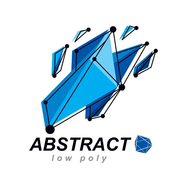 Vector abstract 3d geometric shape, polygonal figure. Technology corporate emblem.