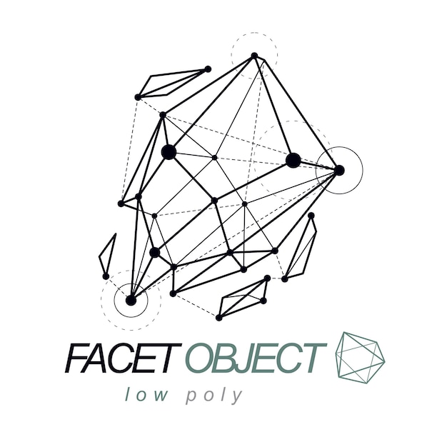 Vector abstract 3d geometric shape, polygonal figure. Technology corporate emblem.