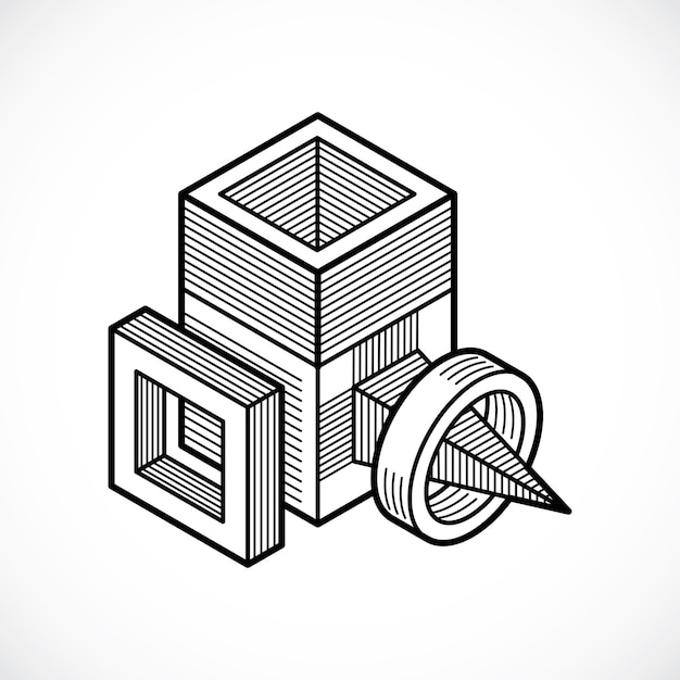vector abstract 3d geometric shape, polygonal figure.