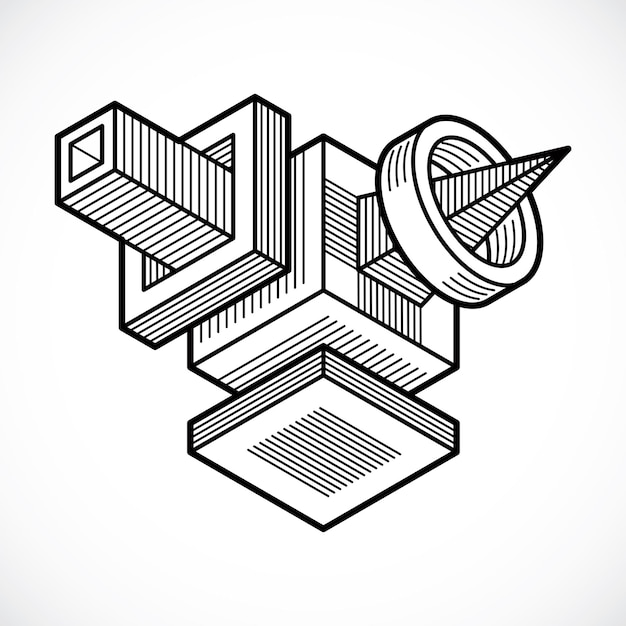 Vector abstract 3d geometric shape, polygonal figure.