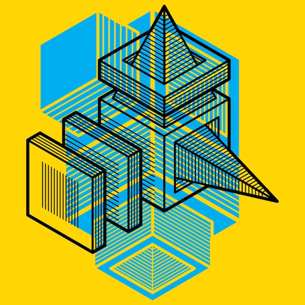 Vector abstract 3d geometric shape, polygonal figure.