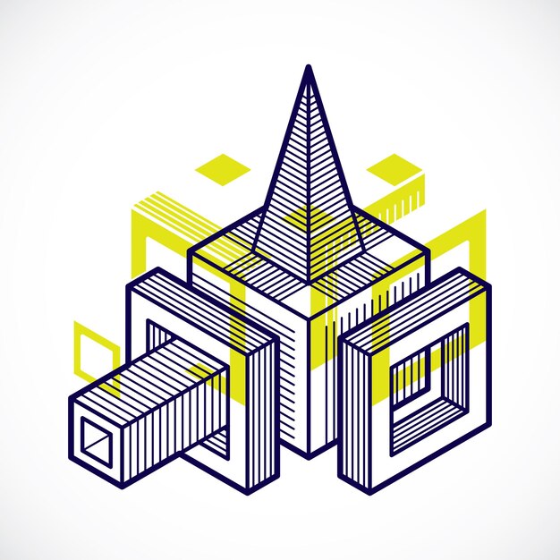 Vector abstract 3d geometric shape, polygonal figure.