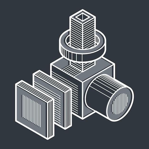 Vector abstract 3d geometric shape, polygonal figure.