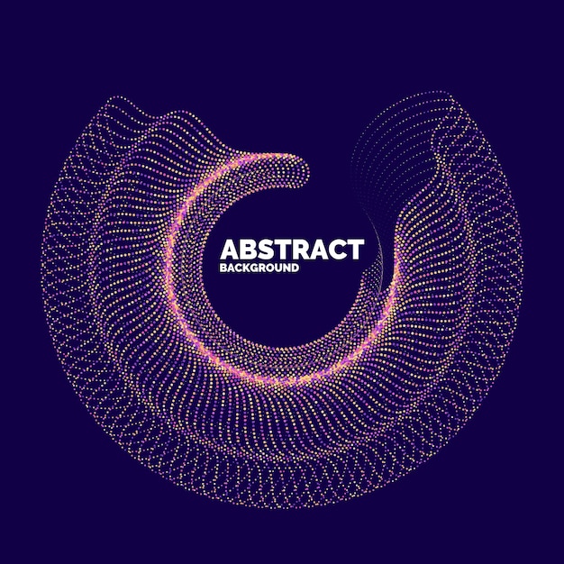 Vector abstract background with dynamic waves, line and particles. Illustration suitable for design