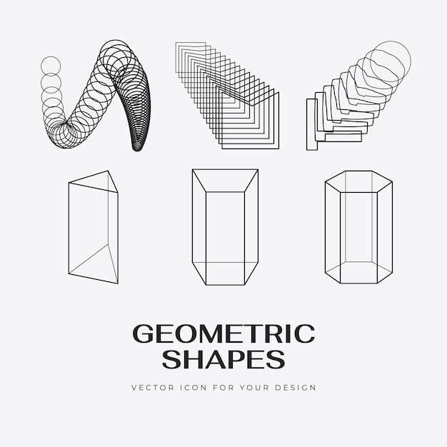 vector abstract modern set geometric icon design in trendy linear style