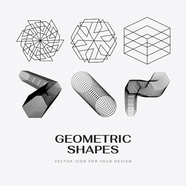 Vector abstract modern set geometric icon design in trendy linear style