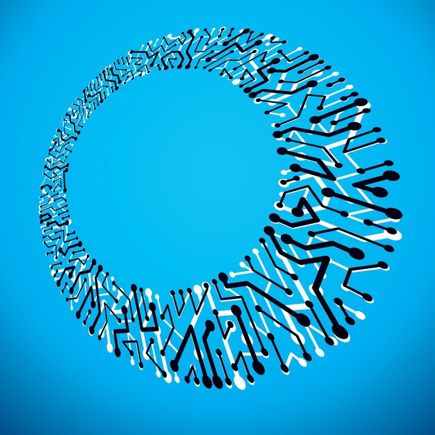 Vector abstract technology illustration with circuit board. High tech digital scheme of electronic device. Technology microchip abstract background with clear copy space.