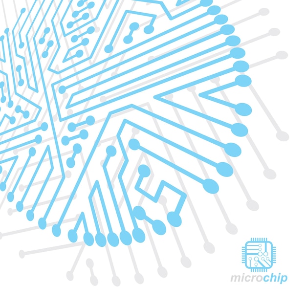 Vector abstract technology illustration with circuit board. High tech digital scheme of electronic device. Technology microchip abstract background