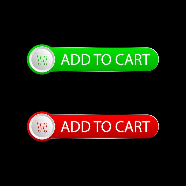 vector Add to cart button red green and black background design