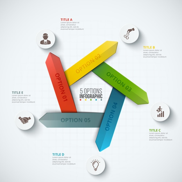 Vector arrows infographic with 5 options
