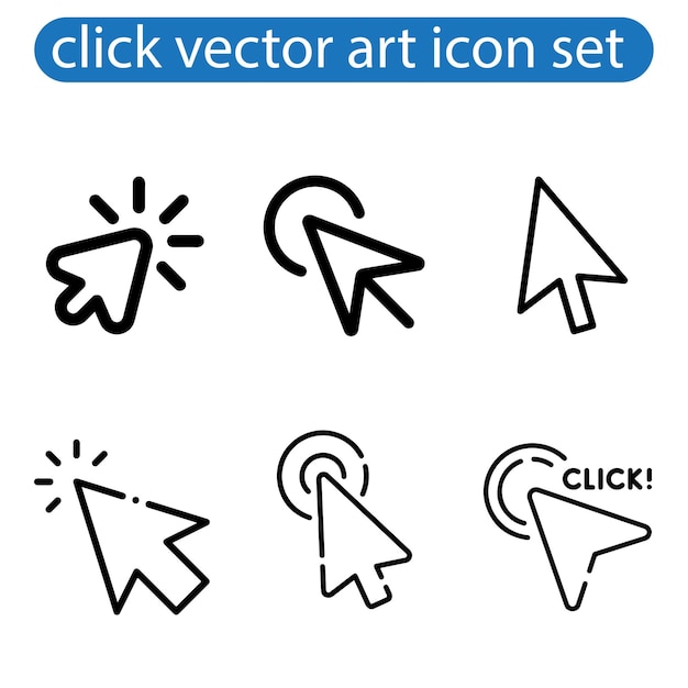 vector art click icon set pointer arrow icon cursor icon vector illustration on white background