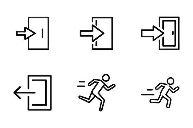 Vector art style exit icon bundle set design