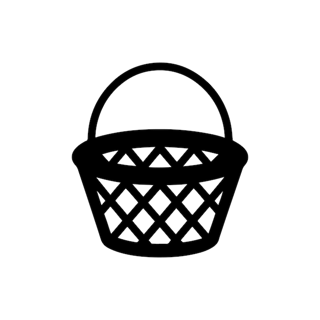 Vector black plastic basket icon place on white background