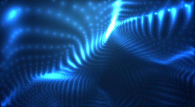 Vector blue glowing data stream in virtual space